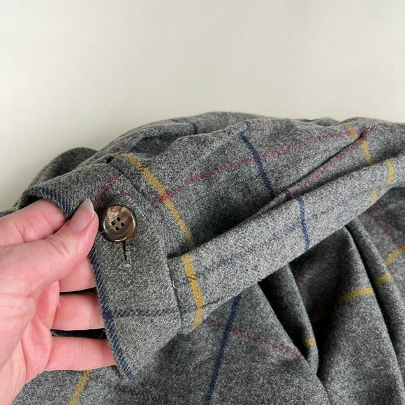 Cashmere A line Full Wool Skirt Vintage Plaid Pleated Grey Size XS Fit and flare - Picture 3 of 6